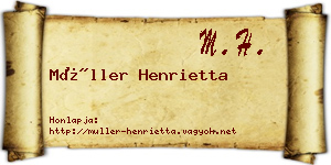 Müller Henrietta névjegykártya